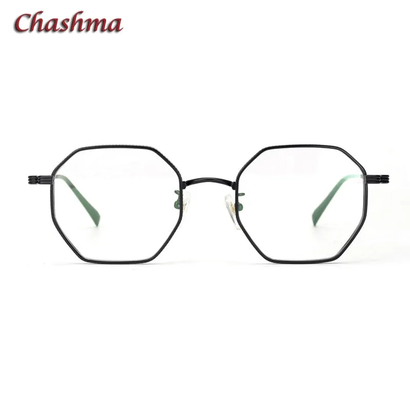 Chashma Ochki Women's Full Rim Irregular Octagon Titanium Acetat Eyeglasses
