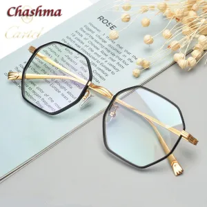 Chashma Ochki Women's Full Rim Irregular Octagon Titanium Acetat Eyeglasses