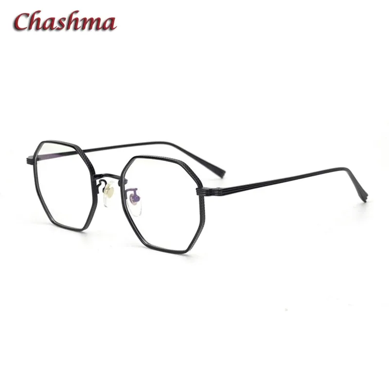 Chashma Ochki Women's Full Rim Irregular Octagon Titanium Acetat Eyeglasses