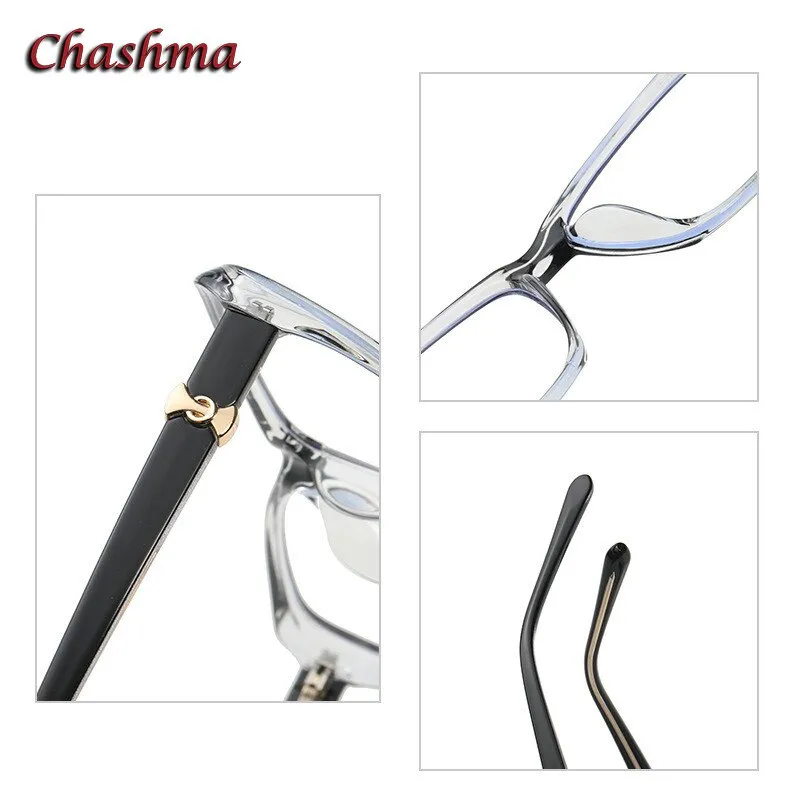 Chashma Ochki Women's Full Rim Square Tr 90 Titanium Eyeglasses 7872
