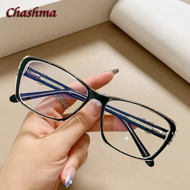Chashma Ochki Women's Full Rim Square Tr 90 Titanium Eyeglasses 7872