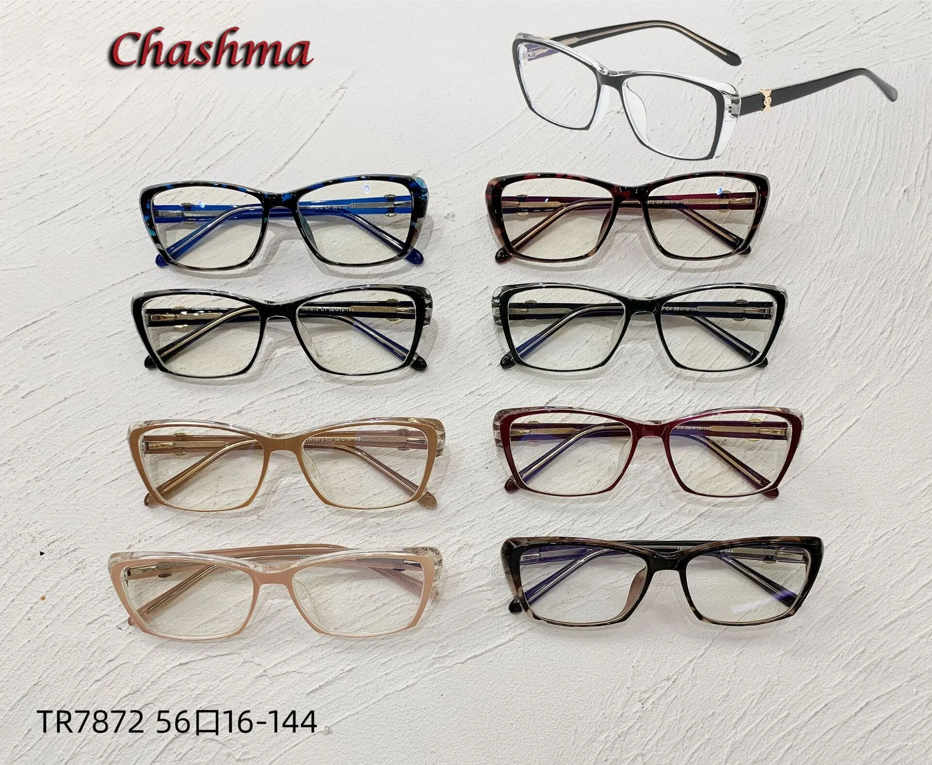 Chashma Ochki Women's Full Rim Square Tr 90 Titanium Eyeglasses 7872