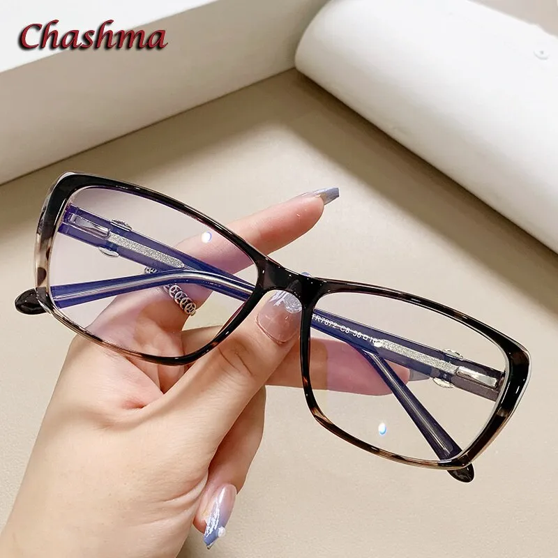 Chashma Ochki Women's Full Rim Square Tr 90 Titanium Eyeglasses 7872