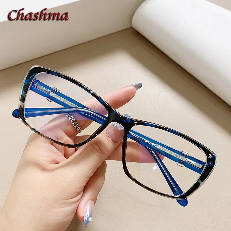 Chashma Ochki Women's Full Rim Square Tr 90 Titanium Eyeglasses 7872
