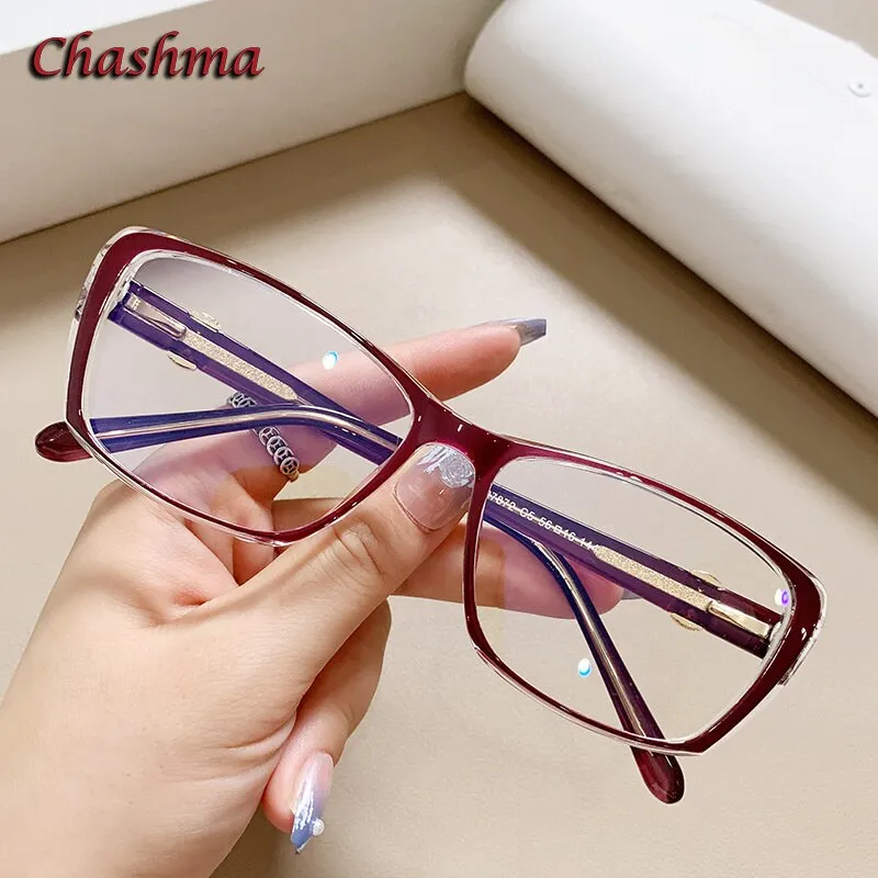 Chashma Ochki Women's Full Rim Square Tr 90 Titanium Eyeglasses 7872
