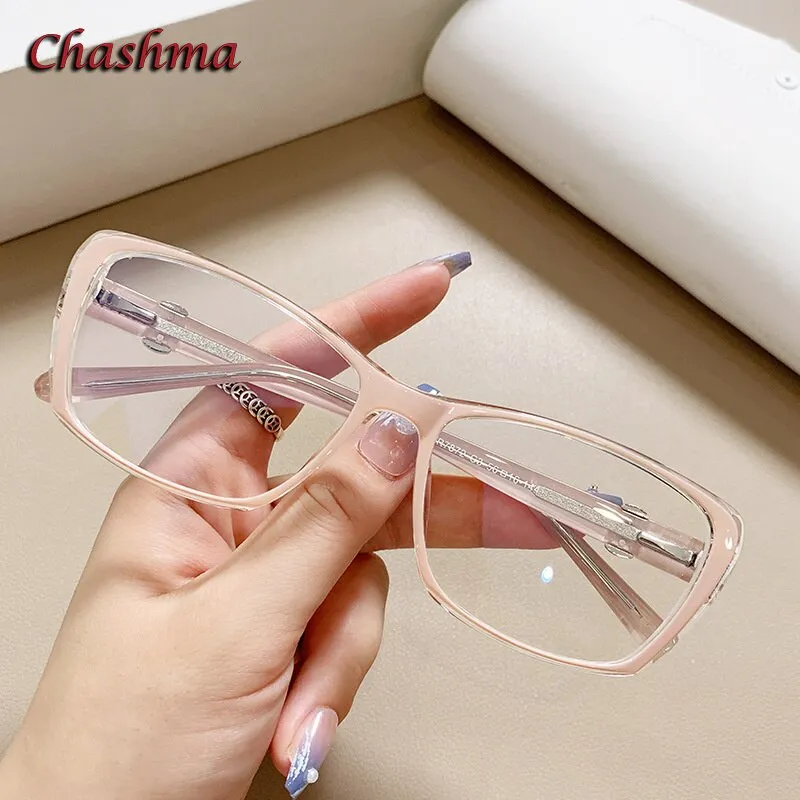 Chashma Ochki Women's Full Rim Square Tr 90 Titanium Eyeglasses 7872