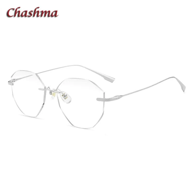 Chashma Ochki Women's Rimless Irregular Round Titanium Eyeglasses 99219