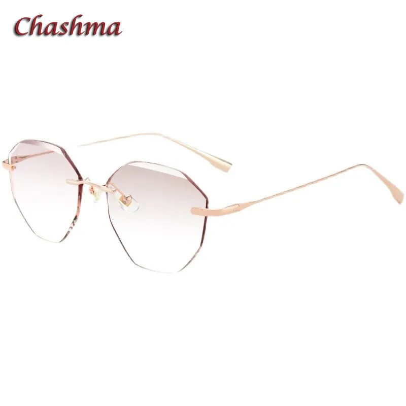 Chashma Ochki Women's Rimless Irregular Round Titanium Eyeglasses 99219