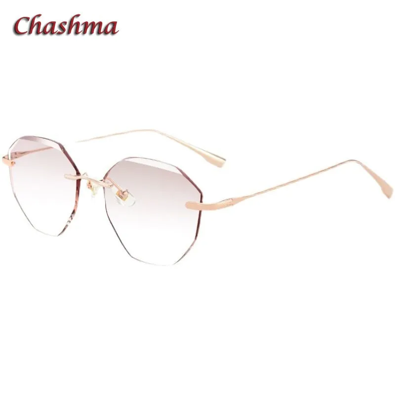 Chashma Ochki Women's Rimless Irregular Round Titanium Eyeglasses 99219
