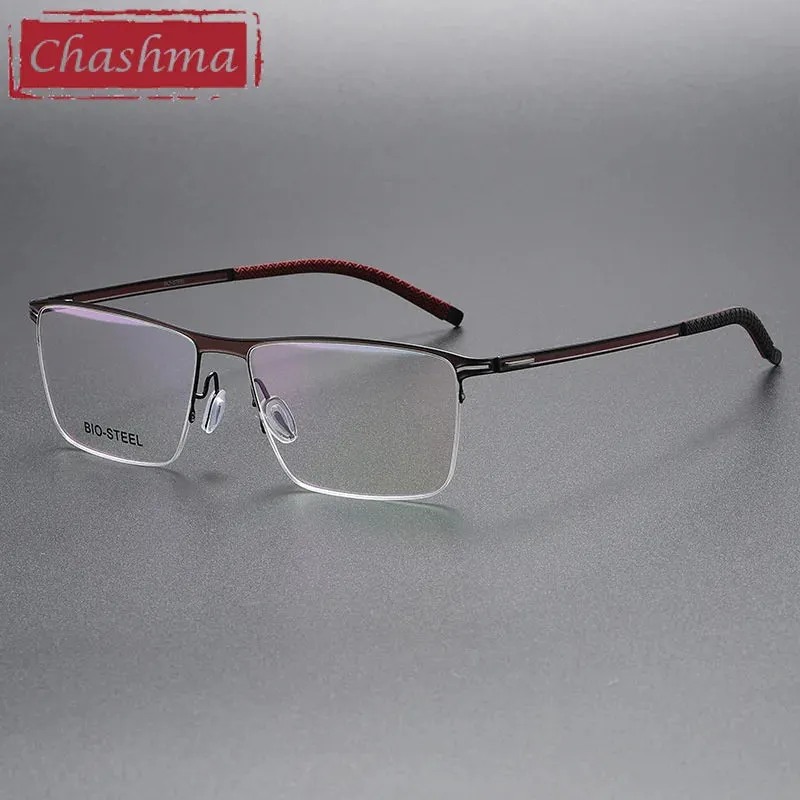 Chashma Ottica Men's Full Rim Brow Line Square Titanium Eyeglasses 462