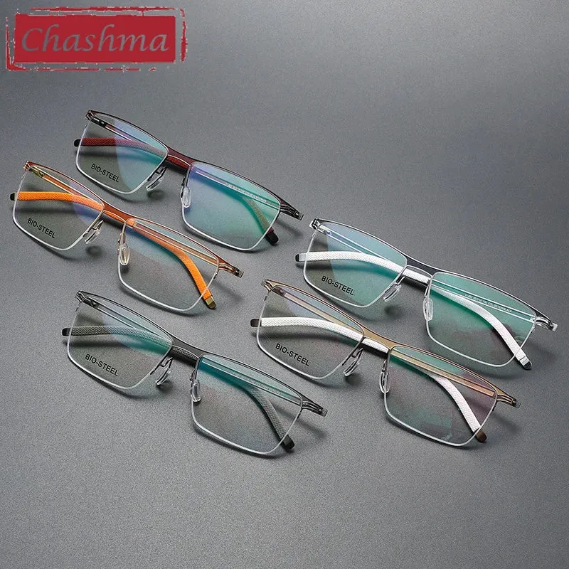 Chashma Ottica Men's Full Rim Brow Line Square Titanium Eyeglasses 462