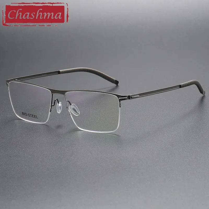Chashma Ottica Men's Full Rim Brow Line Square Titanium Eyeglasses 462