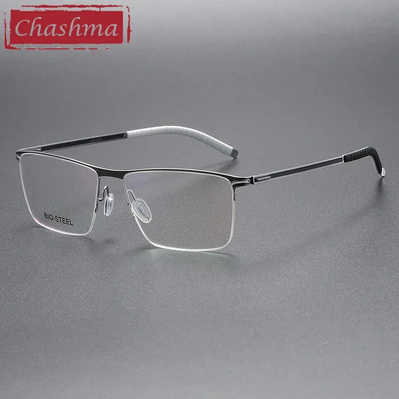 Chashma Ottica Men's Full Rim Brow Line Square Titanium Eyeglasses 462