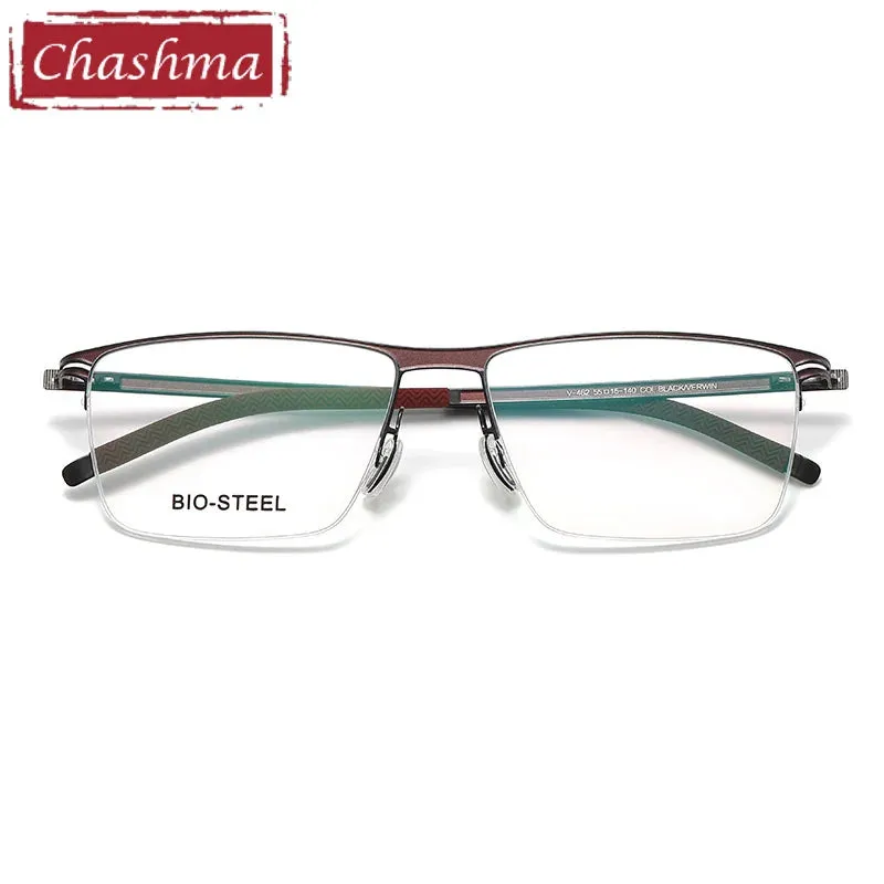 Chashma Ottica Men's Full Rim Brow Line Square Titanium Eyeglasses 462