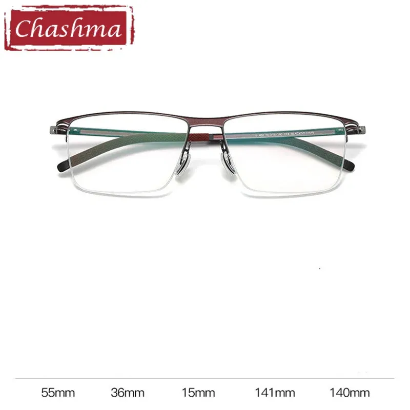 Chashma Ottica Men's Full Rim Brow Line Square Titanium Eyeglasses 462