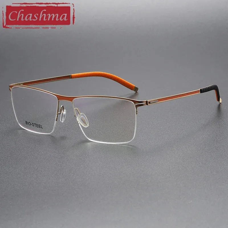 Chashma Ottica Men's Full Rim Brow Line Square Titanium Eyeglasses 462