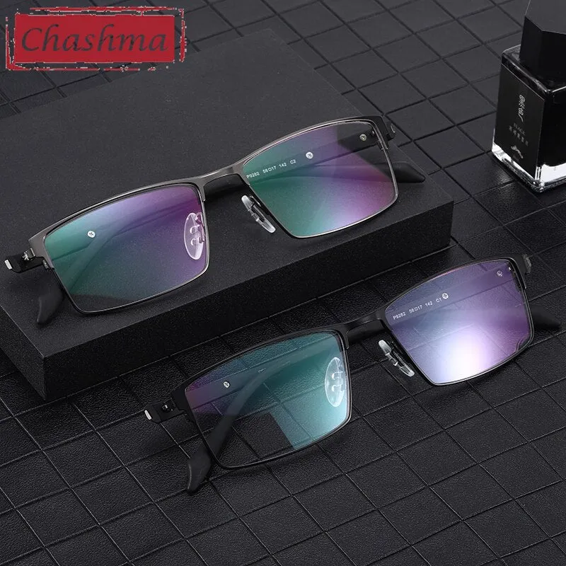 Chashma Ottica Men's Full Rim Large Square Titanium Eyeglasses 9282