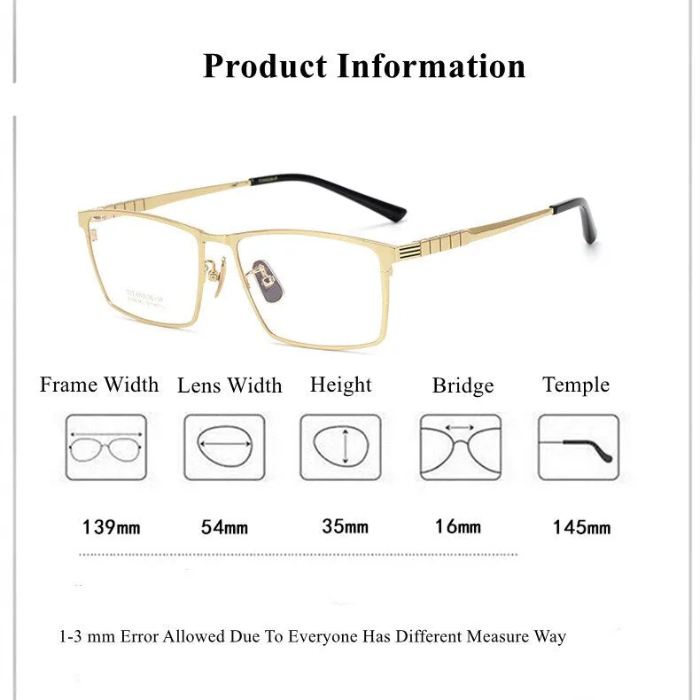 Chashma Ottica Men's Full Rim Square Titanium Eyeglasses Dj066