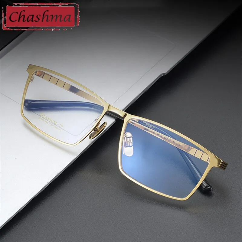 Chashma Ottica Men's Full Rim Square Titanium Eyeglasses Dj066