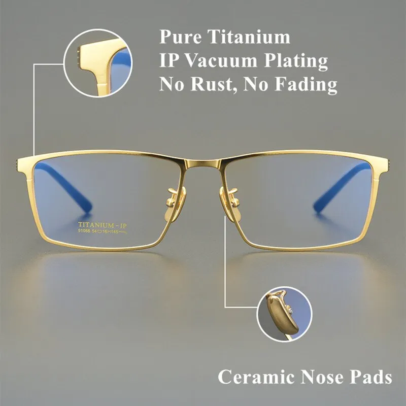 Chashma Ottica Men's Full Rim Square Titanium Eyeglasses Dj066