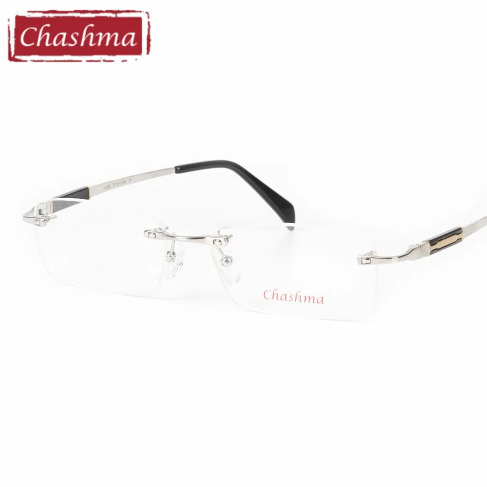 Chashma Ottica Men's Rimless Square Titanium Eyeglasses 6627