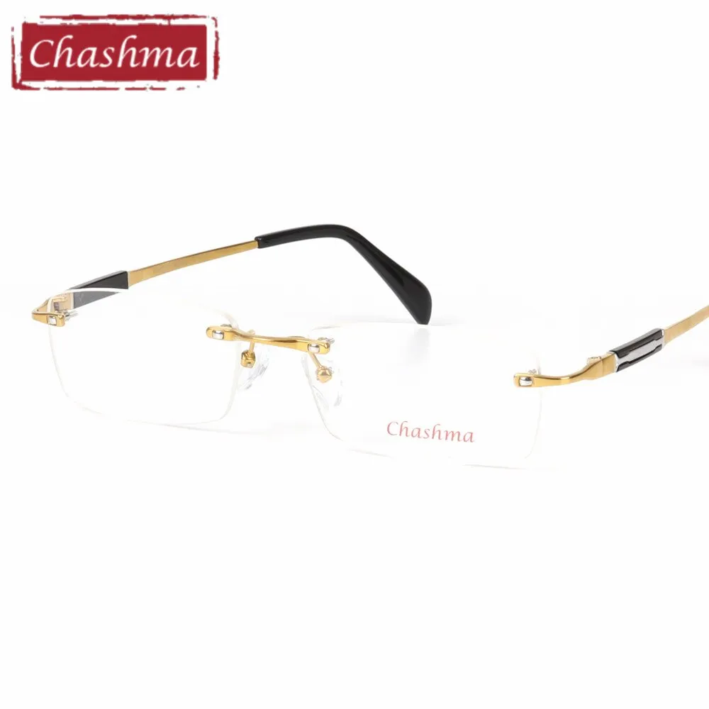 Chashma Ottica Men's Rimless Square Titanium Eyeglasses 6627