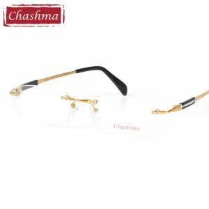 Chashma Ottica Men's Rimless Square Titanium Eyeglasses 6627