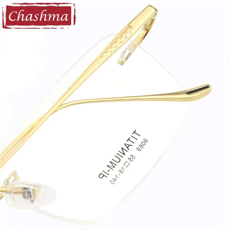 Chashma Ottica Men's Rimless Square Titanium Eyeglasses 9069