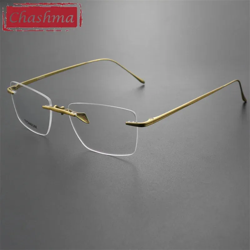 Chashma Ottica Men's Rimless Square Titanium Eyeglasses 9069