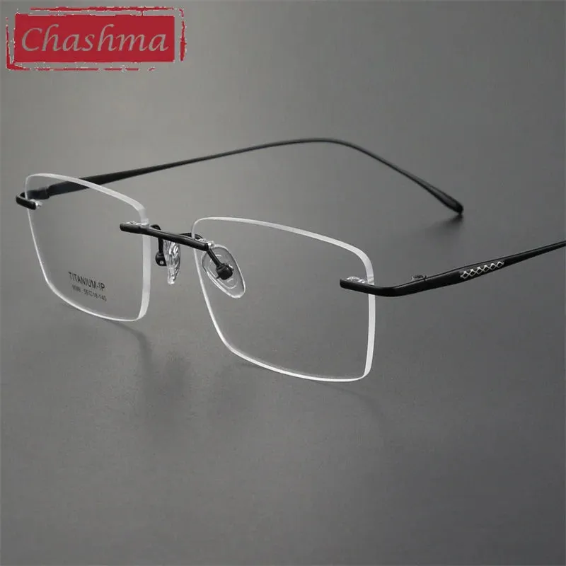 Chashma Ottica Men's Rimless Square Titanium Eyeglasses 9069