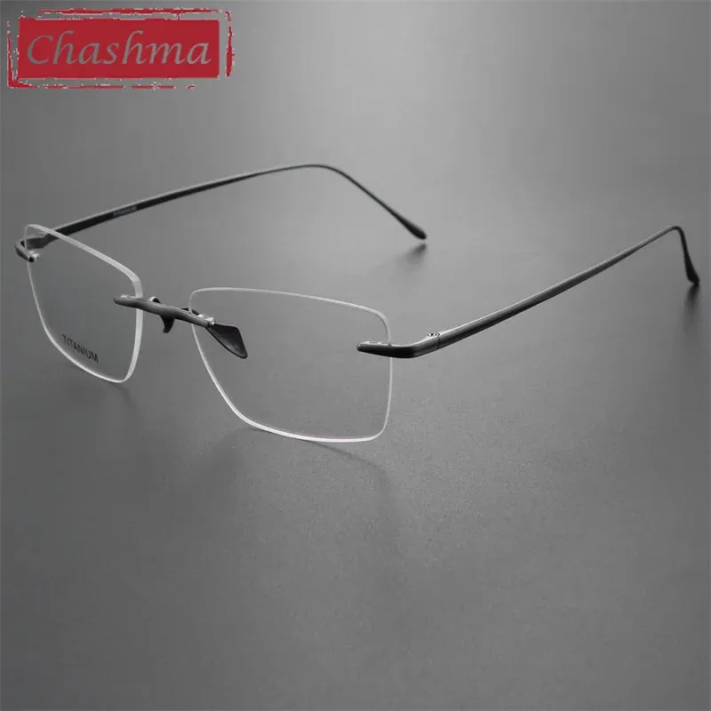 Chashma Ottica Men's Rimless Square Titanium Eyeglasses 9069