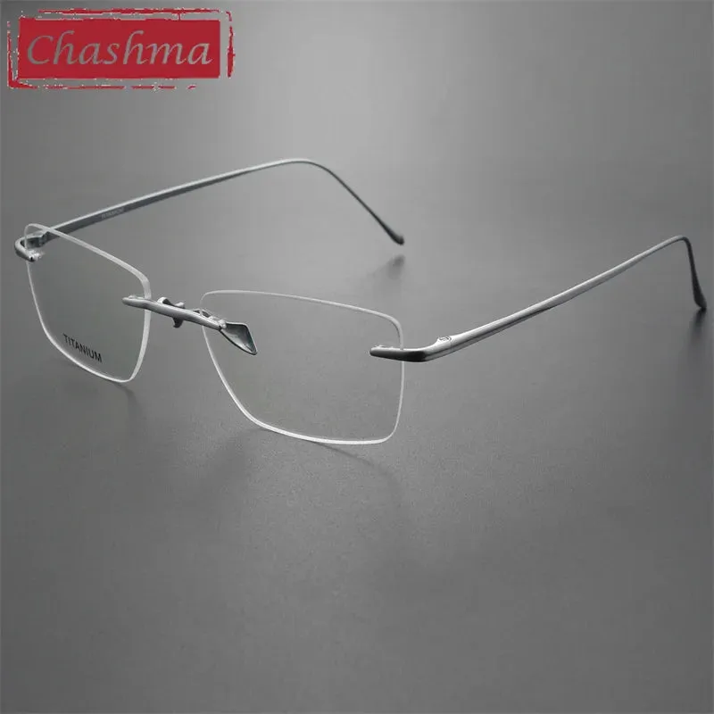 Chashma Ottica Men's Rimless Square Titanium Eyeglasses 9069