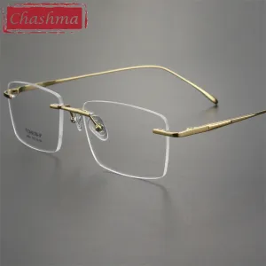 Chashma Ottica Men's Rimless Square Titanium Eyeglasses 9069