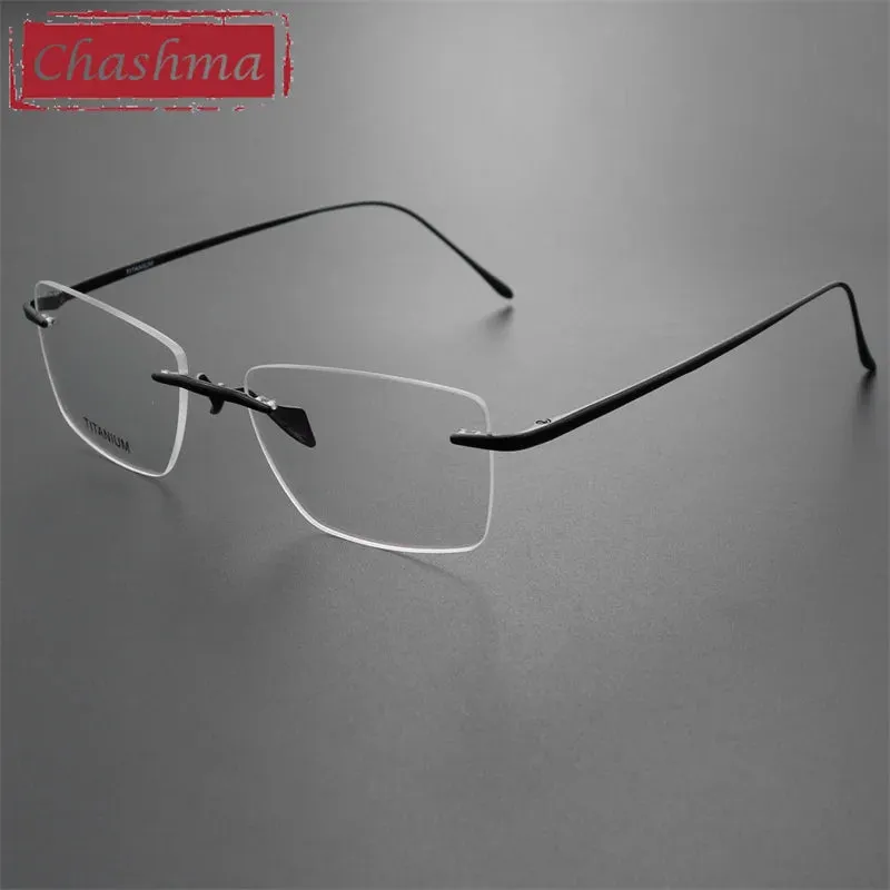 Chashma Ottica Men's Rimless Square Titanium Eyeglasses 9069