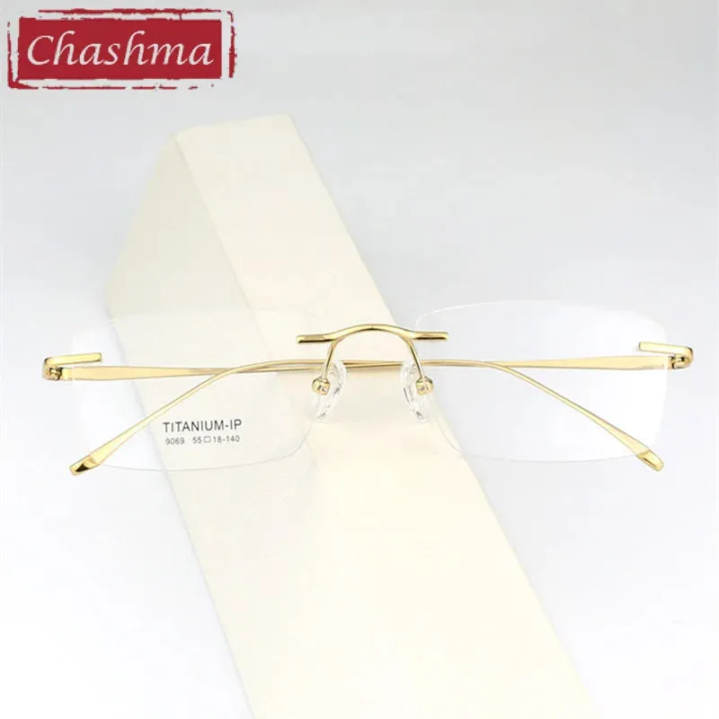 Chashma Ottica Men's Rimless Square Titanium Eyeglasses 9069