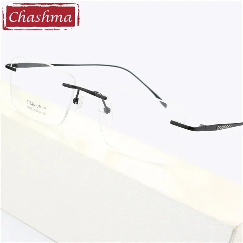 Chashma Ottica Men's Rimless Square Titanium Eyeglasses 9069