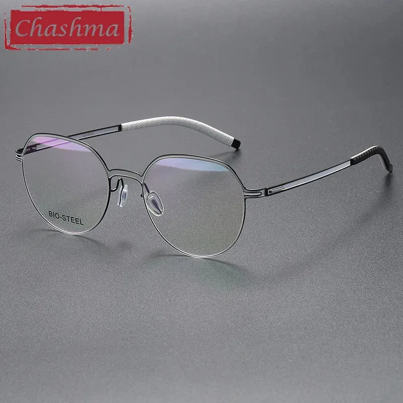 Chashma Ottica Unisex Full Rim Flat Top Round Titanium Eyeglasses 460