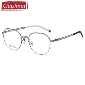 Chashma Ottica Unisex Full Rim Flat Top Round Titanium Eyeglasses 460