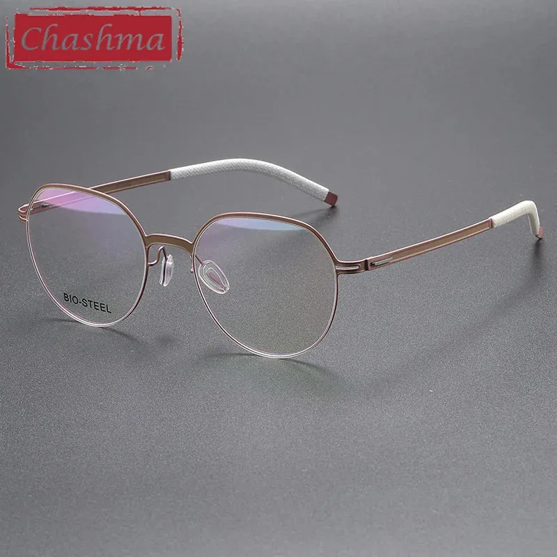 Chashma Ottica Unisex Full Rim Flat Top Round Titanium Eyeglasses 460