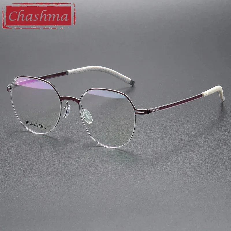 Chashma Ottica Unisex Full Rim Flat Top Round Titanium Eyeglasses 460