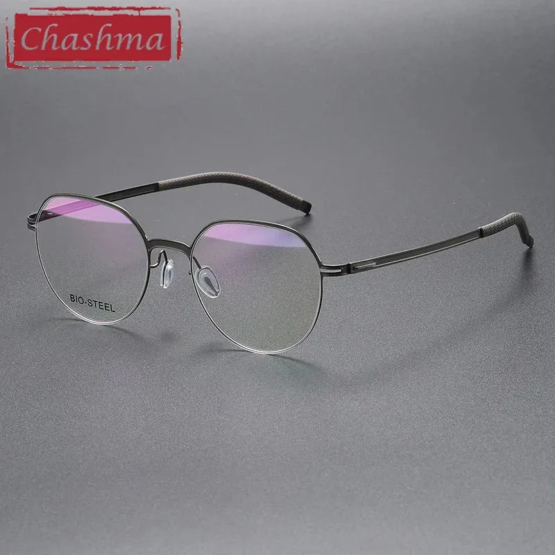 Chashma Ottica Unisex Full Rim Flat Top Round Titanium Eyeglasses 460