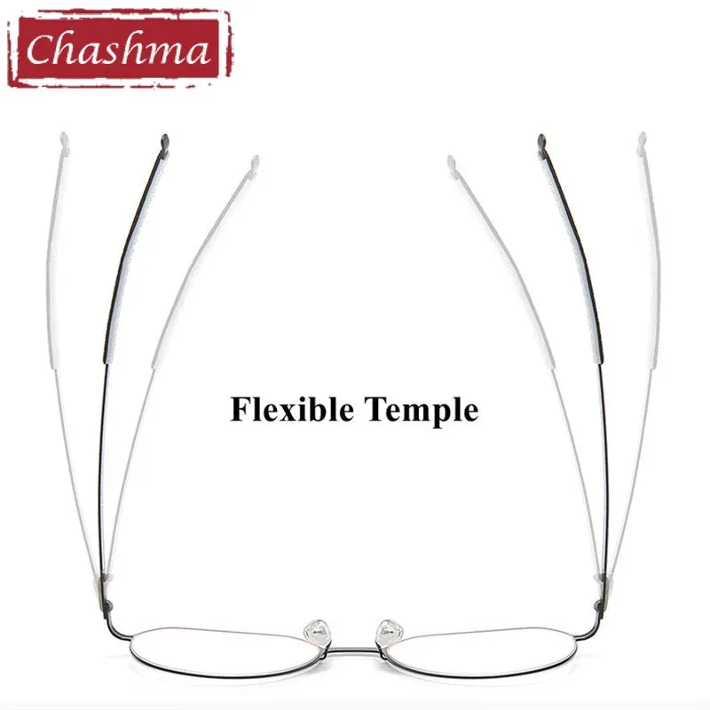Chashma Ottica Unisex Full Rim Flat Top Round Titanium Eyeglasses 460