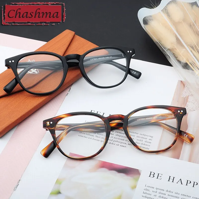 Chashma Ottica Unisex Full Rim Round Square Acetate Eyeglasses 7921