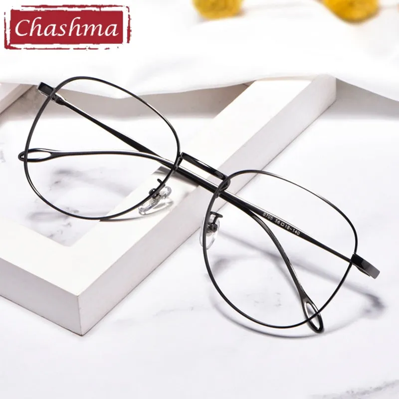Chashma Ottica Unisex Full Rim Round Square Stainless Steel Eyeglasses
