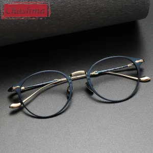Chashma Ottica Unisex Full Rim Round Titanium Eyeglasses 3112