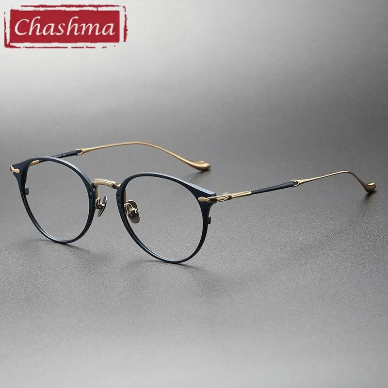 Chashma Ottica Unisex Full Rim Round Titanium Eyeglasses 3112