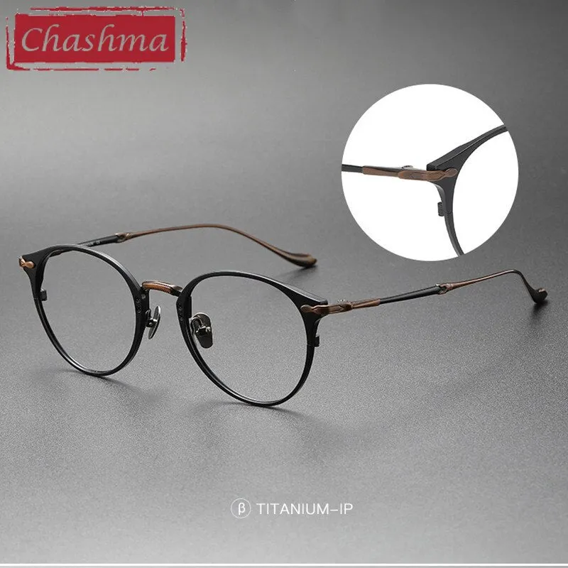 Chashma Ottica Unisex Full Rim Round Titanium Eyeglasses 3112