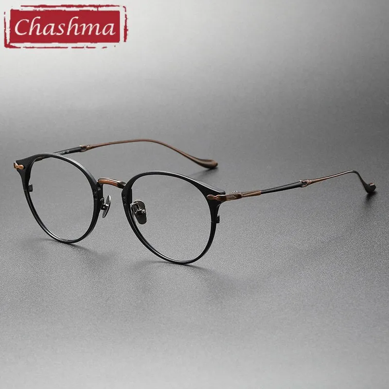 Chashma Ottica Unisex Full Rim Round Titanium Eyeglasses 3112