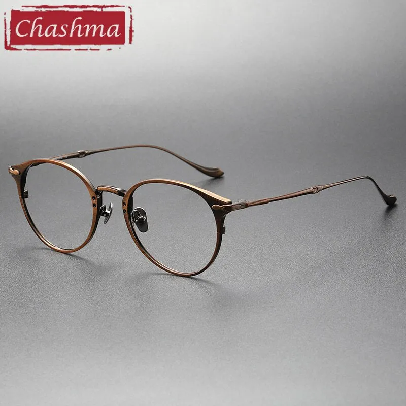 Chashma Ottica Unisex Full Rim Round Titanium Eyeglasses 3112