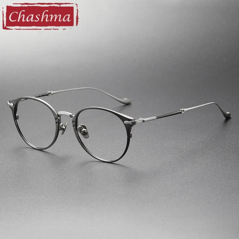 Chashma Ottica Unisex Full Rim Round Titanium Eyeglasses 3112